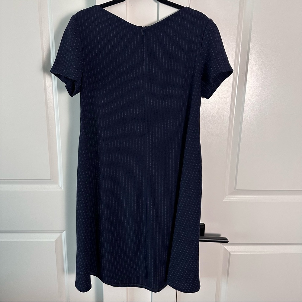 MM LaFleur (S) Lucille Navy Blue Pinstripe Dress Short Sleeve Carolyn B Kennedy - Picture 8 of 10